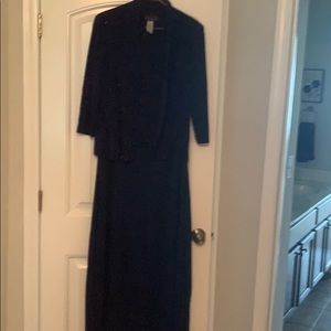 Formal Blue dress with 3/4 sleeve matching jacket